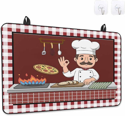 Stove Top Covers for Electric Stove 24x21 Inches, Ok Gourmet Cooking HeatResistant Glass Cooktop Protector, Funny Chef Kitchen Knife Fork Red Plaid Ceramic Stovetop Countertop Covers Mat, Oven Cover