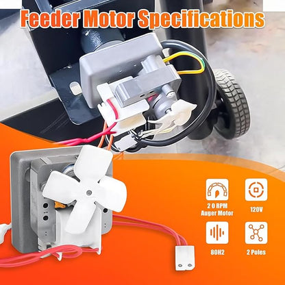 Upgraded 2.0 RPM Auger Motor Replacement for Pit Boss Pellet Grills, Compatible with Traeger & Camp Chef, 120V 60Hz 2 Pole Auger Motor Replacement Parts