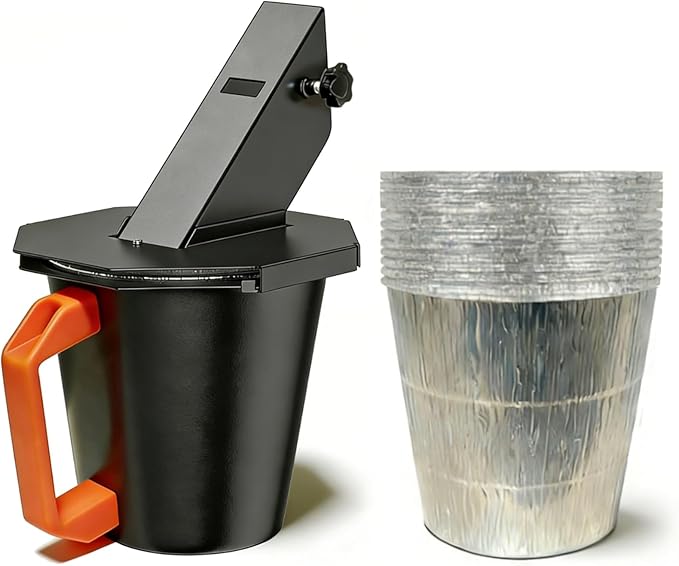 Upgraded Grease Bucket with Lid & 12 Foil Liners for Traeger - Smoker Drip Bucket, Grease Catcher Compatible with Pit Boss, Z Grills, Recteq Pellet Grill Accessories