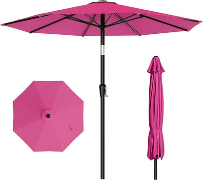 AreShark 10 FT Outdoor Patio Umbrella, Patio Table Umbrella with Push Button Tilt and Crank, Outdoor Patio Umbrellas with 8 Fiberglass Ribs, Patio Umbrellas for Market, Garden, Pool (Rose Pink)
