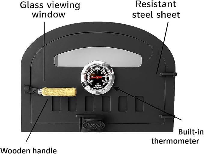 Wood Fired Oven Door (Medium), Black, Steel Sheet - Sor Pampa Grill cod 23- (Large)