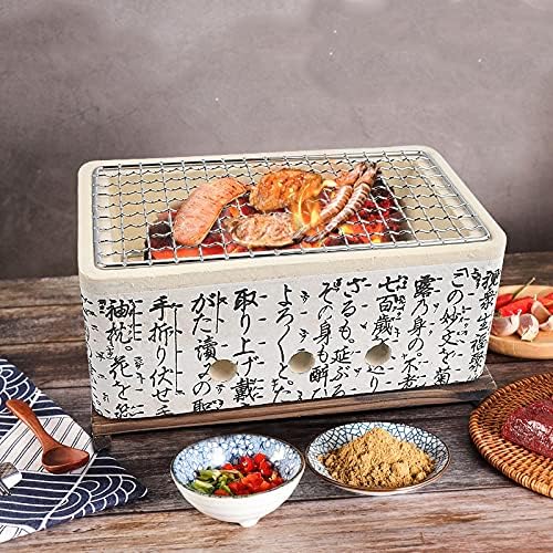 Portable Japanese Ceramic Charcoal Grill, Non-Stick Square Barbecue for Camping, Picnics, Garden & Terrace - Ideal Outdoor Cooking Solution