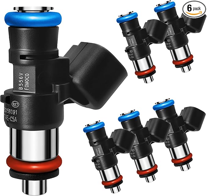 Set of 6 Upgraded 0280158091 Fuel Injectors Fits For Ford: Fusion/Flex/Edge/Taurus/Taurus X, For Lincoln: MKZ/MKX/MKS/KMT, For Mazda: 6/CX-9, For Mercury: Sable, 2007-2015 3.5L/3.7L V6 Gas
