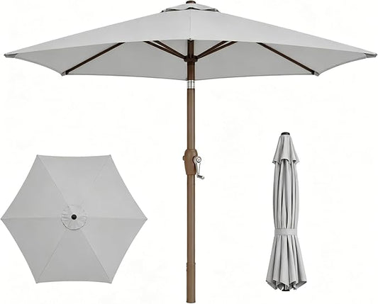 7.5ft Patio Umbrella, Outdoor Table Market Umbrella with Smooth Crank Lift, 6 Windproof Fiberglass Ribs, UPF50+ UV Protection for Deck, Pool, Garden and Backyard