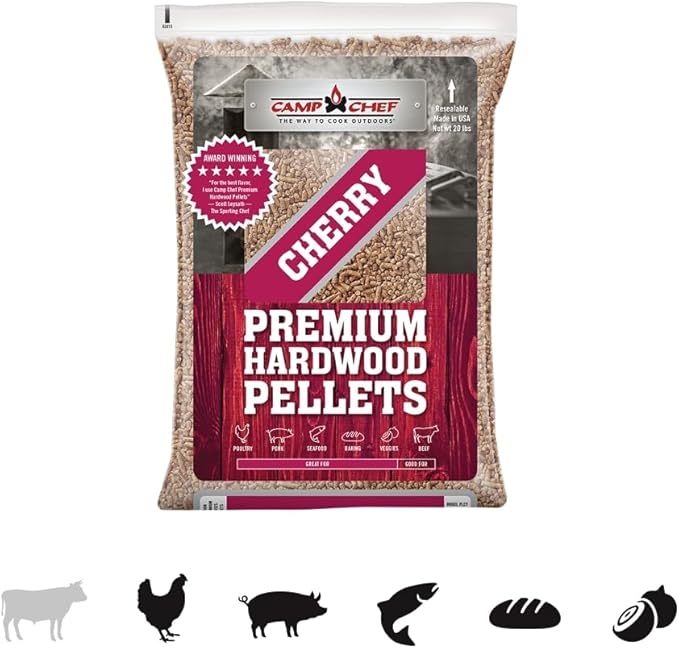 Camp Chef PLCY Cherry Premium Hardwood Smoking Cooking Pellets, 20-Pound