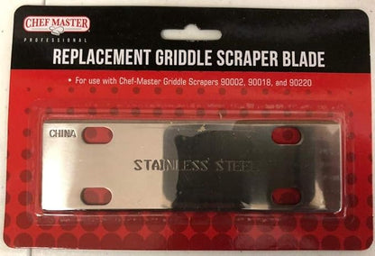 Chef Master Griddle Scraper Replacement Blade - 5 1/2" Wide x 1.2mm Thick - Stainless Steel Reversible Blade - Fits Most Scrapers - Double Beveled Edge for Chrome Griddle