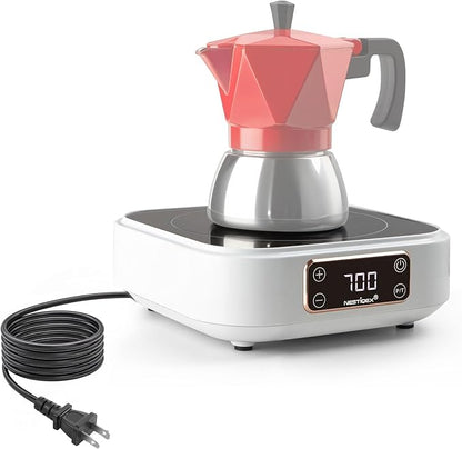 Mini Induction Cooktop 700W, 120V Portable Single Induction Burner – Compact Electric Hot Plate for Small Kitchens, Travel, RV, Camping – Quick Heat for Coffee, Tea, Flameless, Easy-Clean