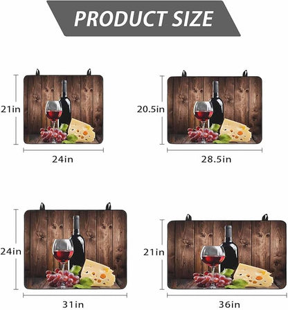 Stove Top Covers for Electric Stove 36x21 Inches, Red Wine Grapes HeatResistant Glass Cooktop Protector, Vintage Brown Wood Farmhouse Ceramic Stovetop Countertop Covers Mat, Oven Cover Kitchen Decor