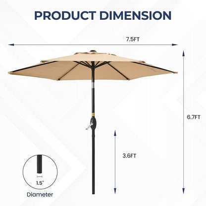 SUNVIVI OUTDOOR Outdoor Patio Umbrella, Patio Umbrella, Market Umbrella, Large Outdoor Umbrella, Metal Pole Umbrella with Push Button Tilt and Crank, Polyester Canopy
