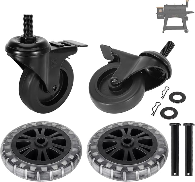 74064 Grill Wheels for Pit Boss Pellet Grill Austin XL, Pro Series II 1150, Pro Series II 850PS2, 54389 Wheels for Pit Boss Replacement Wheels for PitBoss Austin XL Parts
