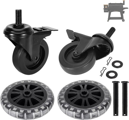 74064 Grill Wheels for Pit Boss Pellet Grill Austin XL, Pro Series II 1150, Pro Series II 850PS2, 54389 Wheels for Pit Boss Replacement Wheels for PitBoss Austin XL Parts