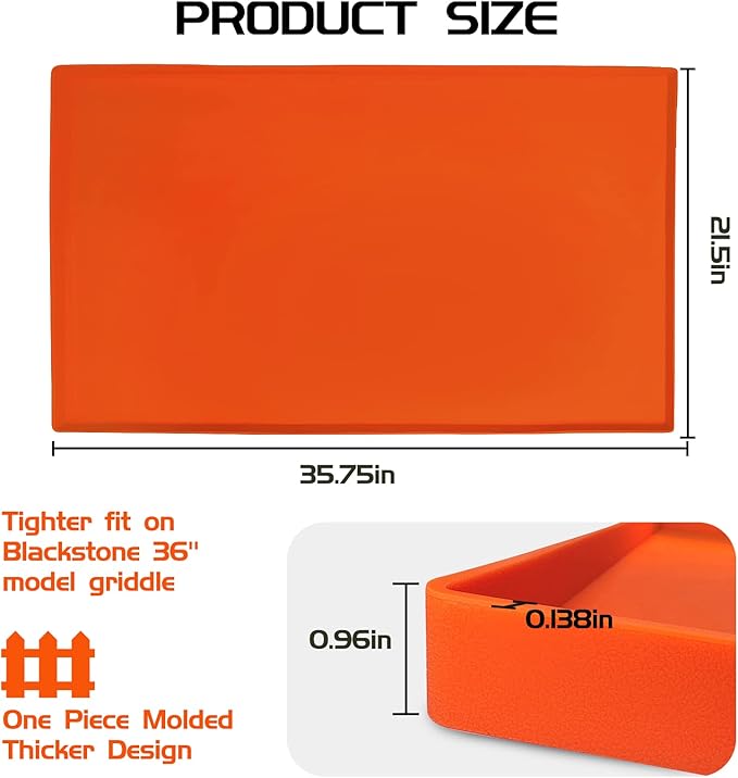 Silicone Griddle Mat for Blackstone 36 Inch, Heavy Duty Food Grade Silicone Griddle Cover, Griddle Accessories for Blackstone Grill, All Season Protective Cover (Orange, 36 Inch)