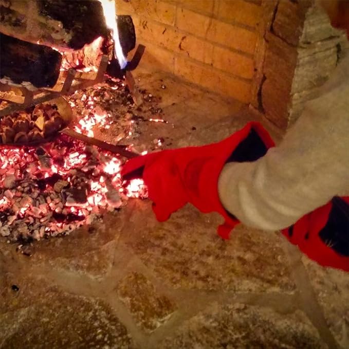 SPITJACK Heat Resistant Fire Protection Fireplace Gloves for Grill, Welding, BBQ Cooking, Wood Stove, Oven, and Kitchen