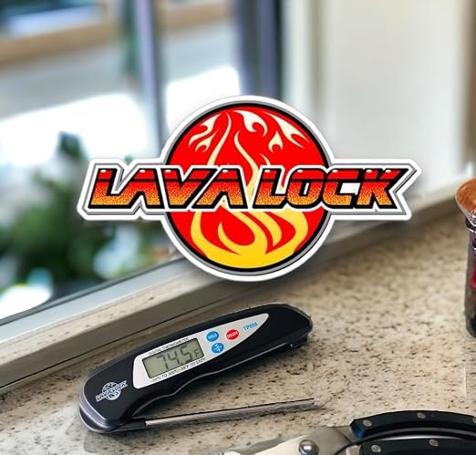 LavaLock® Instant Read BBQ Meat Thermometer Smoker Pit Kitchen Fast Digital Quick Read Pro Thermo Pen, Folding Probe - Kitchen Cooking Grilling BBQ Smokers