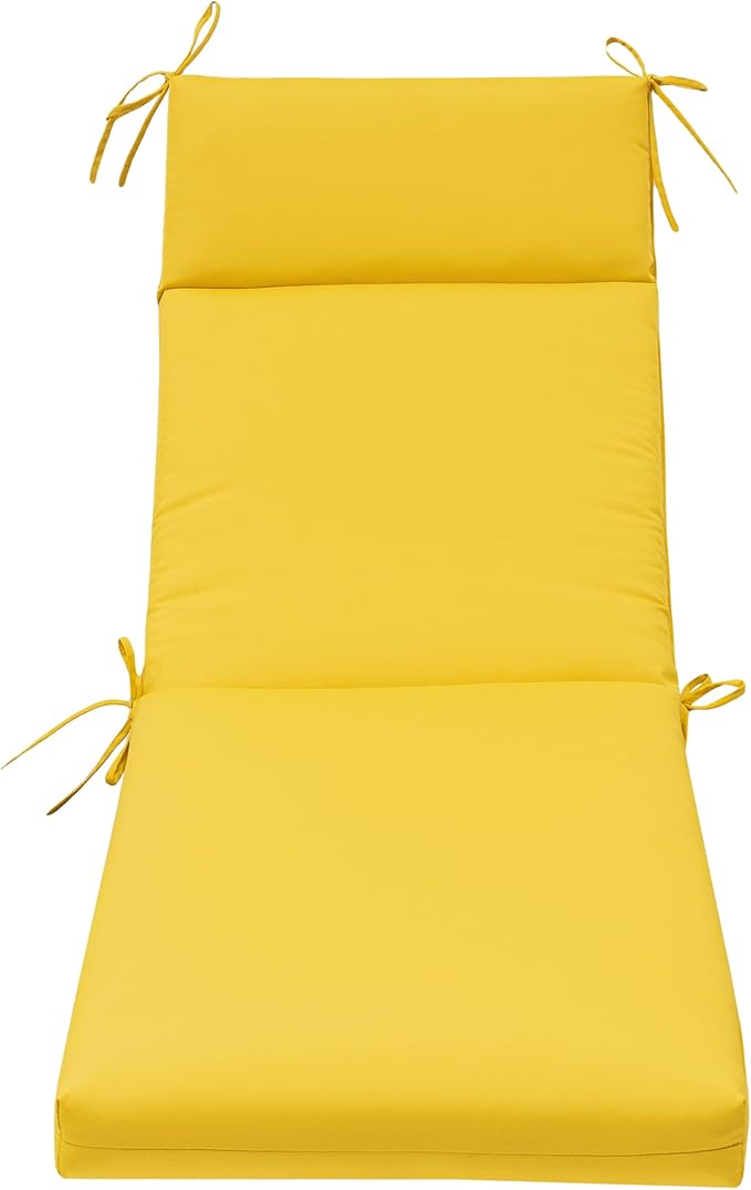 QILLOWAY Outdoor Chaise Lounge Cushion,All Weather High-Density Foam Recliner Chairs Replacement Cushions，Yellow.