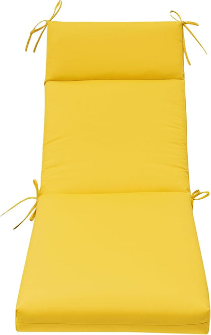 QILLOWAY Outdoor Chaise Lounge Cushion,All Weather High-Density Foam Recliner Chairs Replacement Cushions，Yellow.