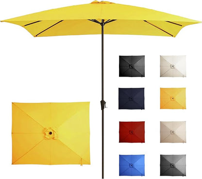Ayge 8x10FT Large Rectangular Patio Umbrella Outdoor Table Umbrella w/Crank Rectangle Market Umbrella UV Protection for Garden, Deck,Lawn,Yard & Pool,Yellow