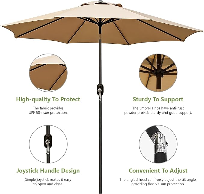Zero Gravity Chairs Set of 2 with 9FT Patio Umbrella, Adjustable Folding Outdoor Recliner with Pillow & Cup Holder, Waterproof UV Protection Market Umbrella for Pool, Beach, Patio, Camping