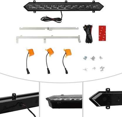 Grille Grill Light Compatible with 2022 2023 Toyota Tundra PRO w/Wiring Center Front LED Grillelamp Assembly Automotive Replcement Kit Grille Lights- DC9-32V, 22W, IP68, 6000K