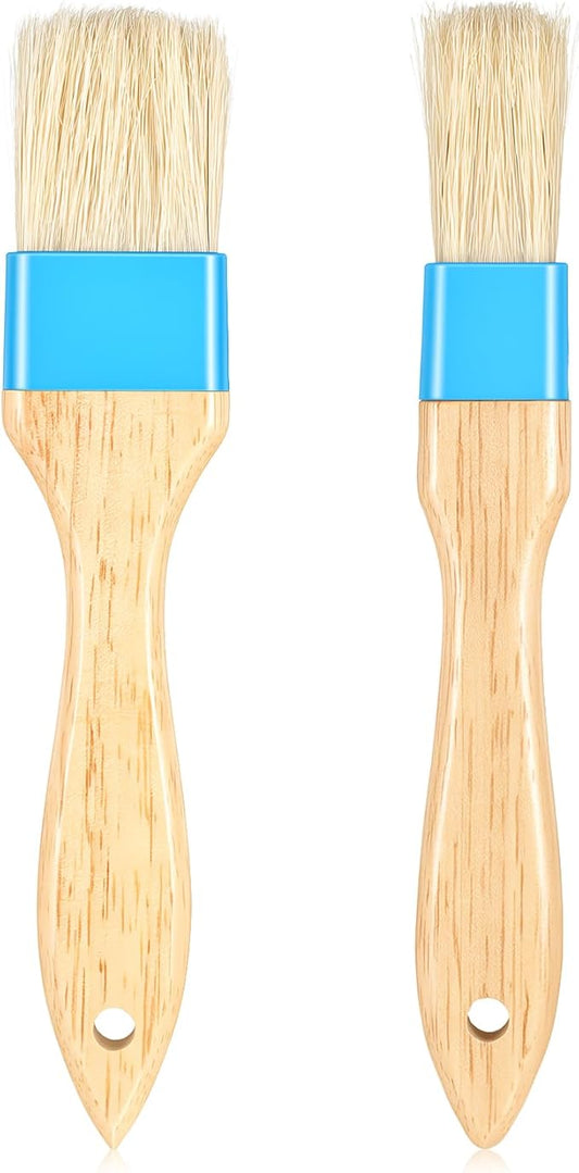 Pastry Basting Brush Food Brushes Heat Resistant Wooden Handle Pastry Brushes for Baking BBQ Brush for Cooking Butter Egg Wash Glazing Oil Sauce (1/1.5-2PCS)
