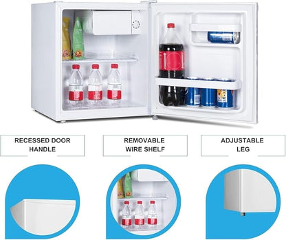 Koolatron 1.6 Cu.Ft Mini Fridge with Freezer Reversible Single Door Compact Refrigerator Adjustable Thermostat Energy Saving Mini Fridge for Bedroom Office Dorm Neveras Pequeñpara (White)