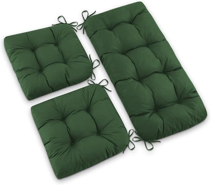 Outdoor Wicker Chair Cushion, 44×19×4 in, Waterproof, Forest Green | Waterproof Wicker Furniture Cushions, Fade Resistant, 3 Piece Patio Furniture Cushions Set for Bench, Loveseat, Swing, Settee