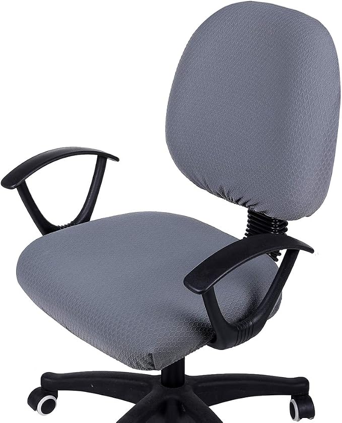 Smiry Office Computer Chair Covers for Desk Rotating Chair Protector | Stretch Jacquard Removable Washable Desk Chair Seat Cushion Protectors, Grey