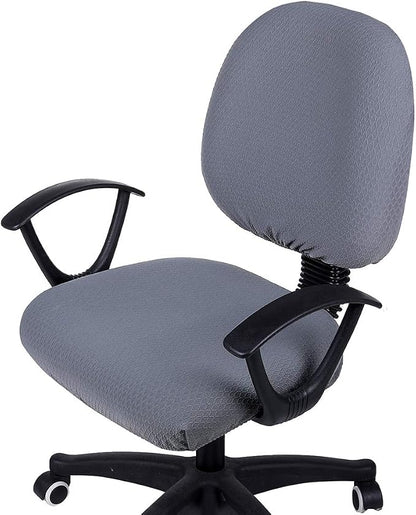 Smiry Office Computer Chair Covers for Desk Rotating Chair Protector | Stretch Jacquard Removable Washable Desk Chair Seat Cushion Protectors, Grey