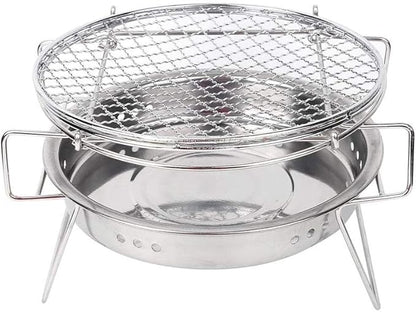 Portable Charcoal Grill Stainless Steel Mini Round BBQ Grill for Camping BBQ Grills Outdoor Barbecue Grill Charcoal Grills BBQ Camping Grill with Storage Bag,A-1