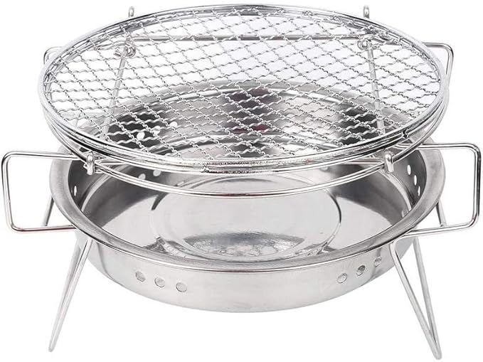 Stainless Steel Mini Round BBQ Grill Stainless Steel Charcoal Barbecue Grilled Net