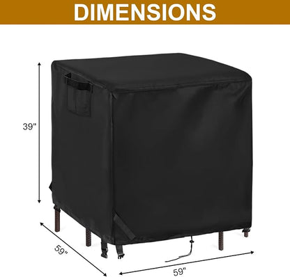 59 In Patio Bar Height Table Cover Square for 5 Piece Outdoor Furniture Set | 59x59x38,Waterproof Dustproof Heavy Duty Oxford Fabric,for High Bar Table and 4 Stools/ Bistro Set Multi Pieces