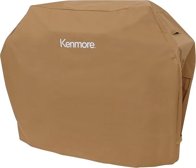 Kenmore 56-Inch Heavy-Duty Grill Cover for Outdoor BBQ Propane Gas Grills, Weather-Resistant, UV- and Fade-Resistant, Universal Fit Cover for 4-Burner Gas Grills, Tan