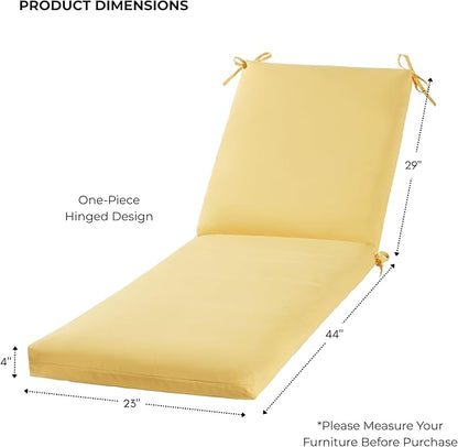 Modern Outdoor Chaise Lounge Cushion with Ties – Durable Polyester Fabric, Channel-Filled Polyfiber Insert, Removable Zippered Cover, Sunbeam