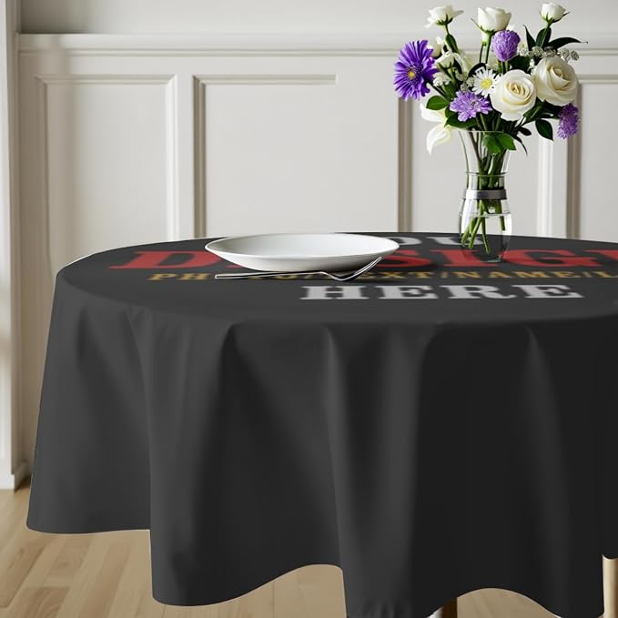 Sweetshow Custom Table Cloth Round Personalized Design Logo Picture Image Text Tablecloth 70 Inch Decor Washable Stain and Wrinkle Round Table Cover for Dining Picnic Birthday
