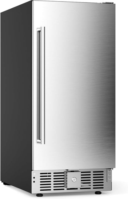 Electactic 15 Inch Beverage Refrigerator, Under Counter Drink Fridge with Stainless Steel Door, Built-in & Freestanding Beverage Cooler for Beer Wine Soda, Outdoor Refrigerator for Patio Home Kitchen