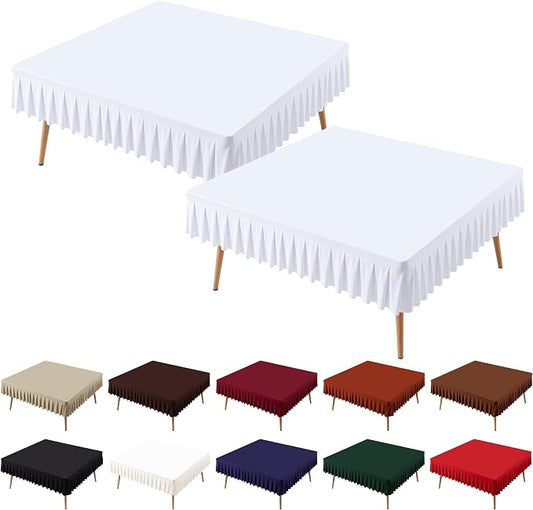 PARTISKY White Spandex Square Tablecloths 60x60 Inch, 2 Pack Wrinkle Free Fitted Card Table Cloth Stretch Square Table Cover for Kitchen Dinner, Holiday Party, Wedding Banquet, Display Trade Show