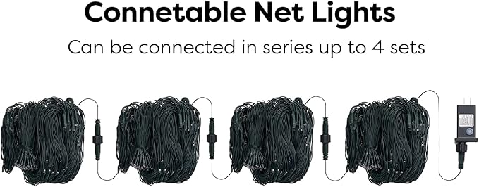 WBao Outdoor Christmas Lights, 360LED 11.5ft x 6.9ft Net Lights with 8 Modes, Timer, UL Certified, End to End Connectable, Waterproof for Lawn, Bushes, Trees Outdoor Christmas Decorations, Cool White