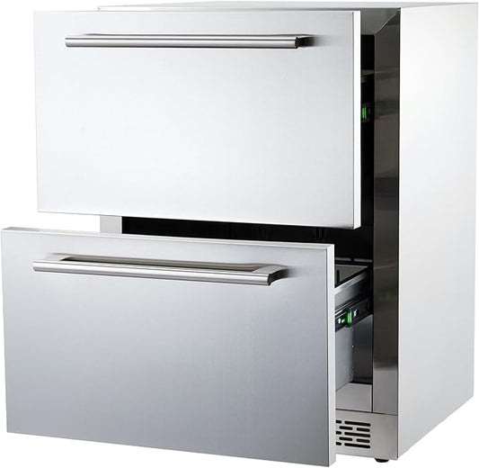 24 inch Undercounter Refrigerators with Weatherproof Full Stainless Steel Body, Built-in Beverage Refrigerator for Home and Commercial Use, Stainless Steel Door, Fast Cooling, Low Noise, 37-65 °F