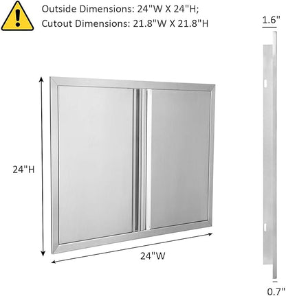 BI-DTOOL Double BBQ Access Door 24" W x 24" H 304 Brushed Stainless Steel BBQ Island Doors for Outdoor Kitchen, Outdoor Cabinet, Barbeque Grill or BBQ Island