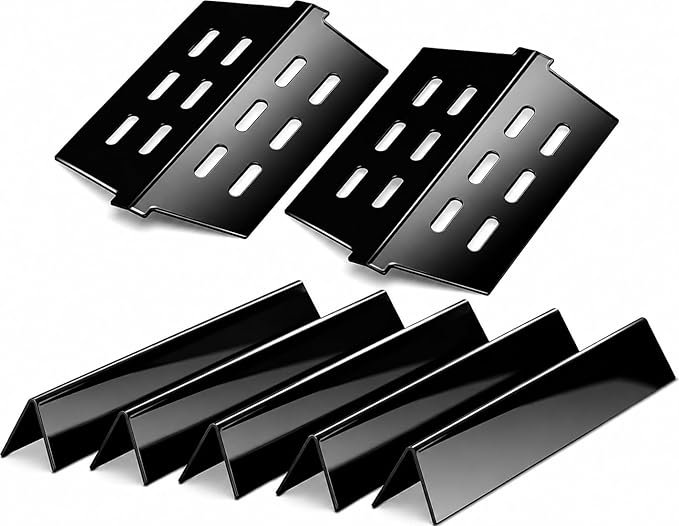 Grill Parts for Weber Genesis 300 Series, 17.5" Flavorizer Bars & Heat Deflectors for Weber Genesis E/S-310, 320, 330 with Front Control Knobs, Porcelain Enameled Heat Plates for Weber 7620, 7621