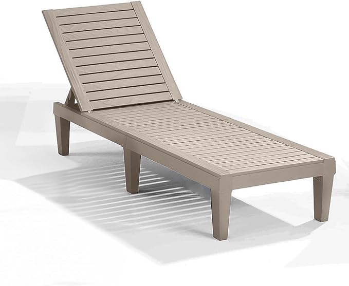 Nestl Sun Tanning Chair - Sand Beige Chaise Lounge Chair Outdoor, Lightweight Pool Lounge Chairs, Adjustable 5-Position Reclining Lawn Chair, Waterproof Beach Outdoor Lounge Chairs