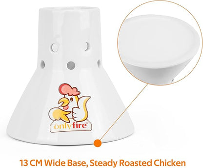 Onlyfire Ceramic Beer Can Chicken Holder, Ceramic Chicken Roaster Rack, Vertical Poultry Chicken Cooking BBQ Accessories Great for Grill, Oven or Smoker