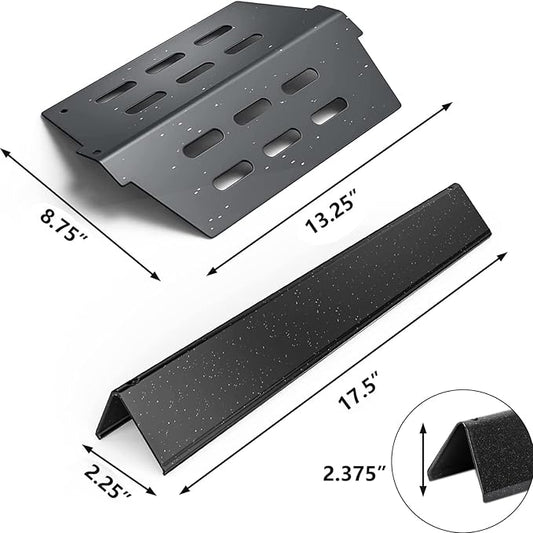 Genesis Grill Parts for Weber Genesis 300 Series with Front Control Knob, Genesis E320 E330 S310 S320 S330, 17.5" Porcelain Steel Flavorizer Bars and Heat Deflectors Replacement for Weber 7620 7621
