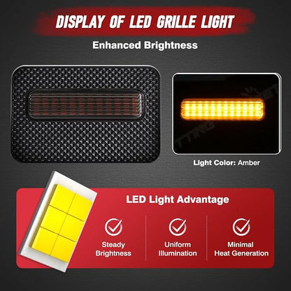 4 LED Grille Lights with Wire Harness and Fuse, LED Front Grill Light, Compatible with Toyota Tacoma SR/SR5 2024-2026, 1 Set (Smoked Black Cover)