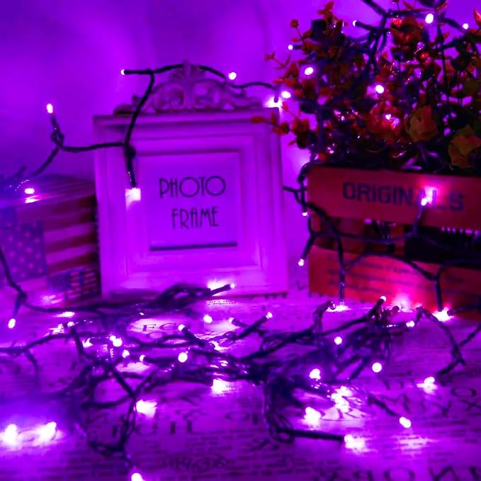 75.8FT 200 LED Extendable Purple Halloween String Lights Indoor Outdoor | Timer & Memory Function & 8 Modes Plug in String Lights Waterproof for Creepy Halloween Tree Roof Haunted House Decorations