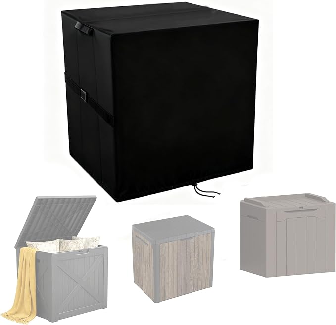 Deck Box Cover for Keter 30 Gallon / for Greesum 31 Gallon | Deck Box Cover for Outside, Waterproof Resin Storage Box Bin Covers Patio Furniture Side Table Cover- 23"L x 18"W x 22"H