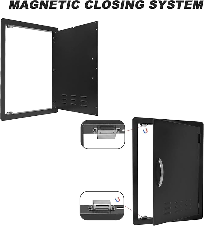 Stanbroil BBQ Outdoor Kitchen Door, Black Steel Single Vertical Access Door Perfect for Outdoor Kitchen, BBQ Island, Grilling Station -17 1/4" by 24 1/4"