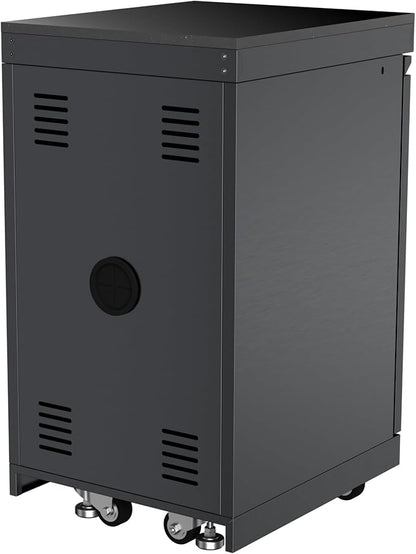 Stainless Steel Outdoor Kitchen Storage Cabinet with Granite Countertop, Modular BBQ Island Drawer Alternative, Reversible Door, Locking Caster Wheels for Patio Grill Station Appliance Prep (Black)