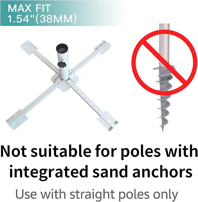 AMMSUN Foldable Portable Beach Umbrella Stand, Patio Umbrella Base Holder | Outdoor Sunshade Anchor, with Weight Bag, Rust-Free Tempered Iron Umbrella Stand for Courtyard, Garden, Beach, Lawn, Fishing