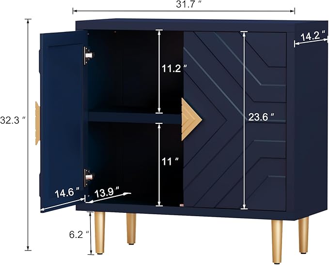 HLR Sideboard Storage Cabinet with 2 Doors, Accent Cabinet with Decorative Embossed Pattern Doors, Sideboard Buffet for Living Room, Kitchen, Dining Room, Hallway
